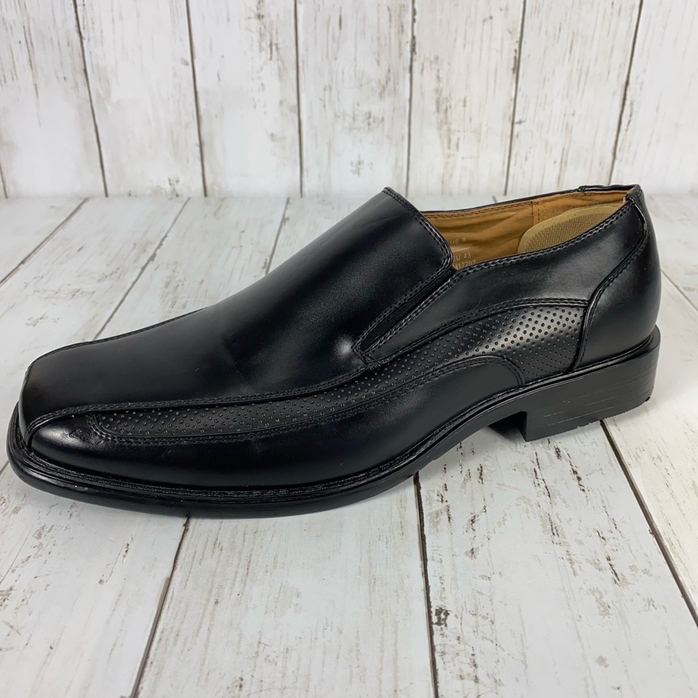 Winston Mens Dress Shoes Size 9 Slip On Oxford Loafers Black Synthetic Leather
